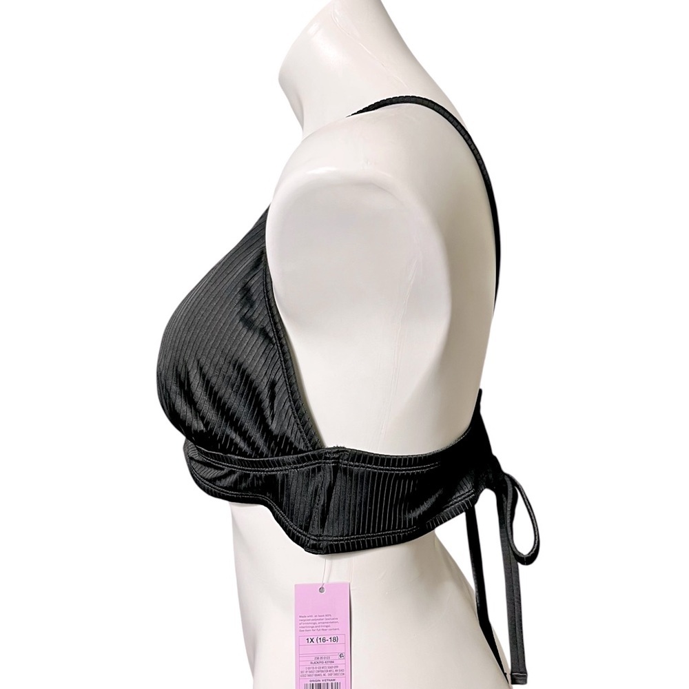 Wild Fable Ribbed Bikini Top Black Size 1X (16-18) New - Picture 2 of 5